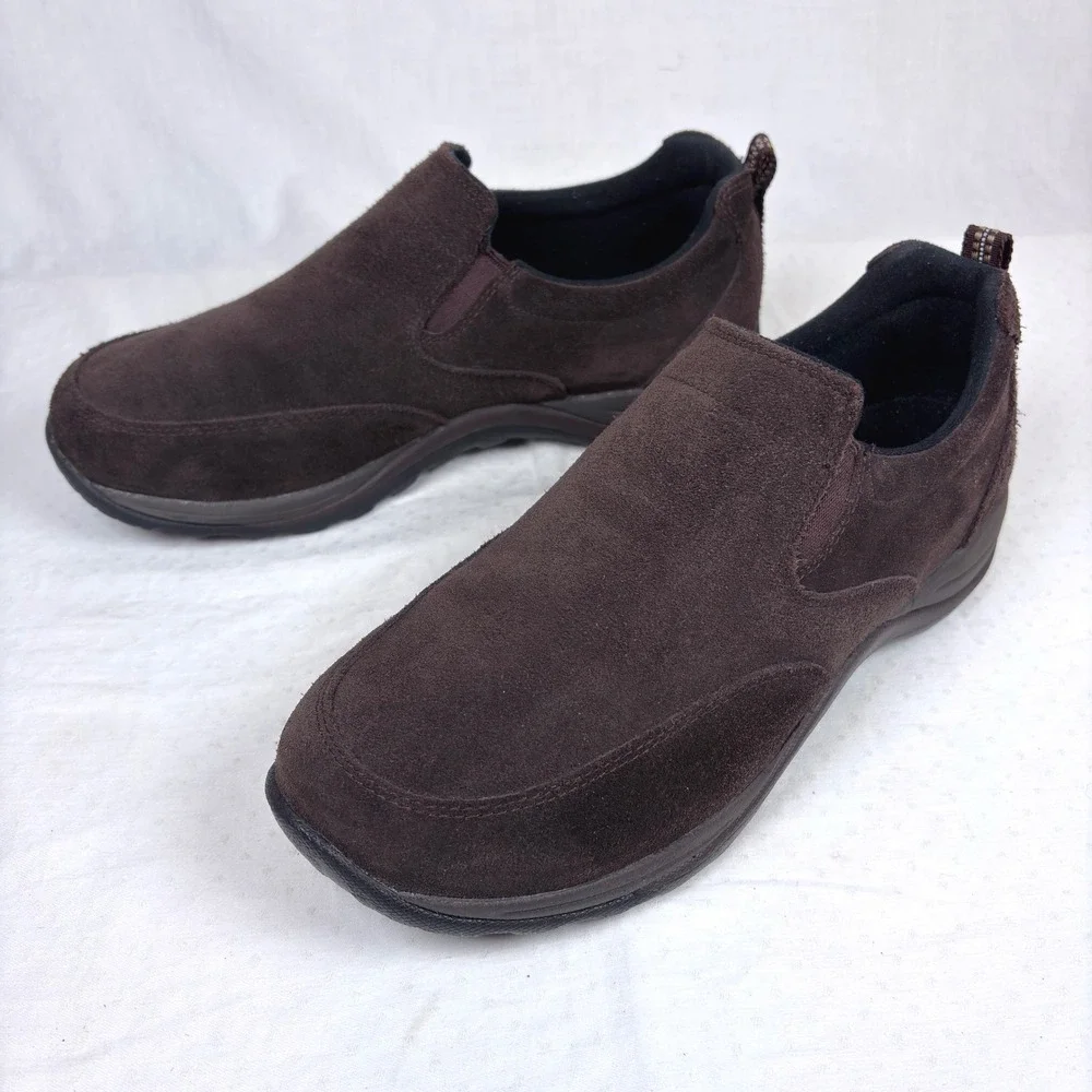 LL Bean Mens Comfort Mocs Brown Suede Slip On Shoes 10.5 Wide Classic Outdoors